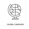 Global campaign line vector icon for diabetes education materials.