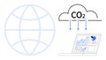Global Carbon Emissions Data Analytics and Cloud Monitoring Visualization Royalty Free Stock Photo