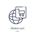 global cart interface icon from user interface outline collection. Thin line global cart interface icon isolated on white