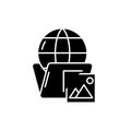 Global cases black icon, vector sign on isolated background. Global cases concept symbol, illustration Royalty Free Stock Photo