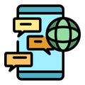 Global chat news icon vector flat