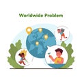 Global child labor issue. Flat vector illustration