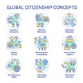 Global citizenship concept icons set Royalty Free Stock Photo