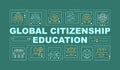 Global citizenship education word concepts dark green banner