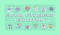 Global citizenship education word concepts green banner