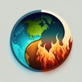Global climate change concept with hot and cold extreme weather Symbol icon Generative AI