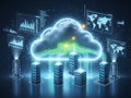 Global cloud computing network connecting data centers and analytics Royalty Free Stock Photo