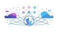 Global Cloud Network Data Computing Connectivity, vector design Generative AI Royalty Free Stock Photo