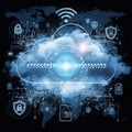 Global cloud security and data protection network technology concept Royalty Free Stock Photo