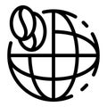 Global coffee beans icon, outline style
