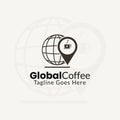 Global coffee logo design vector illustration