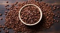 The global coffee market, bowl with coffee beans. AI Generated
