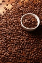 The global coffee market, bowl with coffee beans. AI Generated