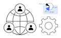 Global Collaboration Network with Data Analysis and Gear Mechanism Royalty Free Stock Photo