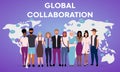 Global collaboration poster vector template. International cooperation Brochure, cover, booklet page concept design with flat