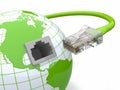 Global communication. Earth and cable, rj45. Royalty Free Stock Photo