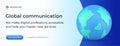 Global communication Earth planet cyberspace virtual connection social media banner 3d icon vector