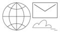 Global Communication Through Email and Cloud Storage Outline Royalty Free Stock Photo