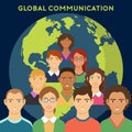 Global communication flat design Royalty Free Stock Photo