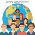 Global communication flat design Royalty Free Stock Photo