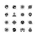 Global communication, globe and geography icons. Earth planet, world map and travel simple vector symbols isolated