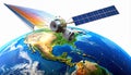 Global Communication Satellite Orbiting Planet Earth Royalty Free Stock Photo