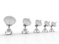 Global communication with Satellite, Satellite Receiver in white background. 3d rendering