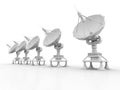 Global communication with Satellite, Satellite Receiver in white background. 3d rendering