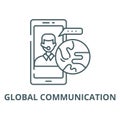 Global communication vector line icon, linear concept, outline sign, symbol Royalty Free Stock Photo