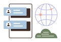 Global Communication via Messaging and Technology Connection in a Minimalistic Style Royalty Free Stock Photo