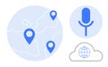 Global Communication and Voice Technology with Location Integration and Cloud Connectivity Royalty Free Stock Photo