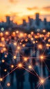 Global Community Network Illumination of Human Connection and Digital Relations At Sunset Royalty Free Stock Photo