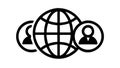 Global Community Social Network Users Globe Icon, vector design Generative AI Royalty Free Stock Photo