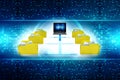 Computer Network, Internet Communication in technology background. 3d rendering Royalty Free Stock Photo