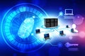 Computer Network, Internet Communication in technology background. 3d rendering Royalty Free Stock Photo