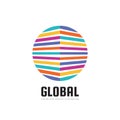 Global - concept business logo temlate vector illustration. Colored stripes in circle shape. Future tecnology creative sign.