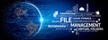 Global Concept of File Management System with Advanced Technology Visualization and Cloud Storage Elements Representing Royalty Free Stock Photo