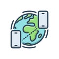 Color illustration icon for Global Conference Call, wireless and conference