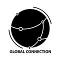 global connection concept icon, black vector sign with editable strokes, concept illustration Royalty Free Stock Photo