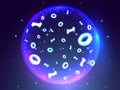 Global connection futuristic technology concept based matrix coding background.