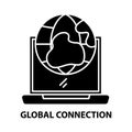 global connection icon, black vector sign with editable strokes, concept illustration Royalty Free Stock Photo