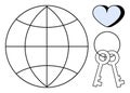 Abstract Globe with Heart and Key Symbol Love, Security, and Global Connection Royalty Free Stock Photo
