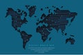 Global connection network background. Digital World map. Internet technology concept or global communication world map with text Royalty Free Stock Photo