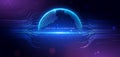 Global connection network on dark blue background. Technology data communication network concept Royalty Free Stock Photo