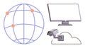Global Connectivity, Cloud Computing, and Security Surveillance Concept with Network and Devices Royalty Free Stock Photo