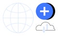 Global Connectivity with Cloud Data Exchange and Positive Network Expansion Symbols Royalty Free Stock Photo
