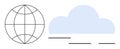 Global Connectivity and Cloud Network Concept with Globe Outline and Minimalist Cloud Royalty Free Stock Photo