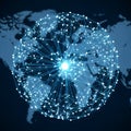 Global connectivity concept with glowing network sphere Royalty Free Stock Photo
