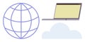 Global Connectivity Concept with Laptop, Cloud, and Globe Grid Representation Royalty Free Stock Photo