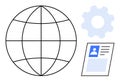 Global Connectivity and Profile Management Concept with Network Globe, Gear, and Profile Elements Royalty Free Stock Photo